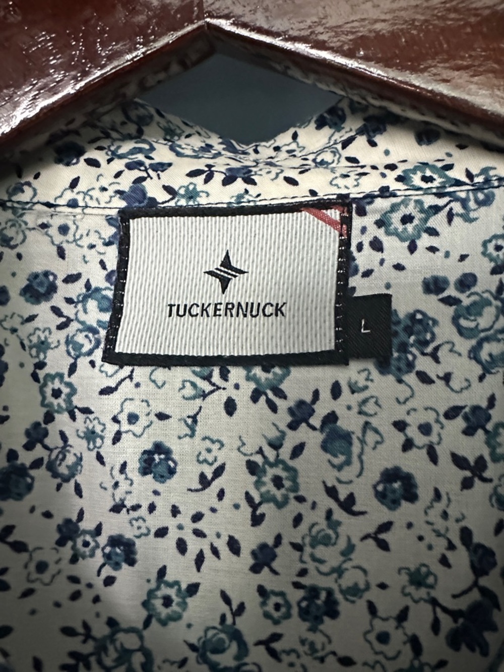 Tuckernuck Cream and Navy Floral Ruffle-Cuff Button-Down Blouse 100% cotton - Picture 2 of 6